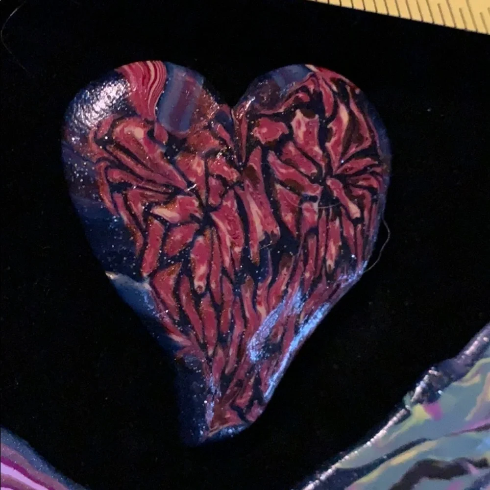 Group of 4 Handmade Polymer Art Clay Hearts